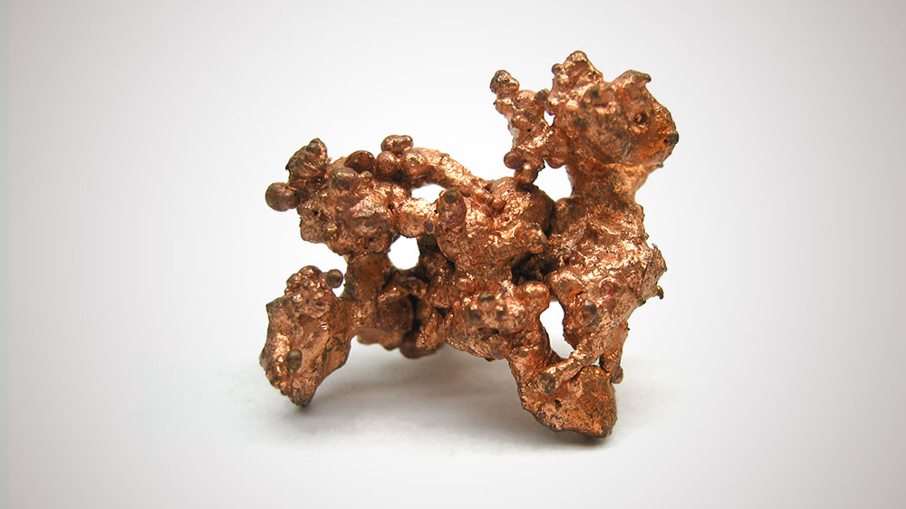 A chunk of raw copper