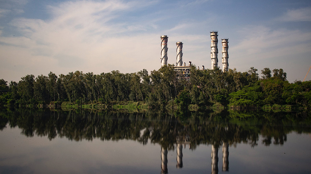 Power plant near a river