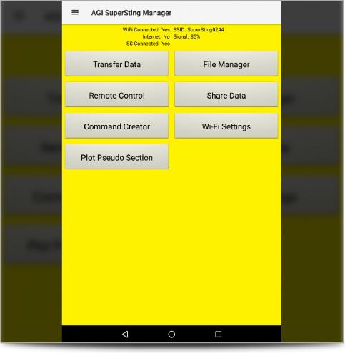 The SuperSting Manager App Main Tablet Screen