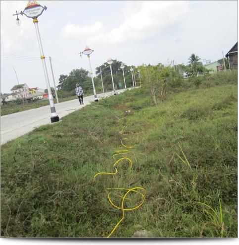 A line of electrodes in a ditch near a road